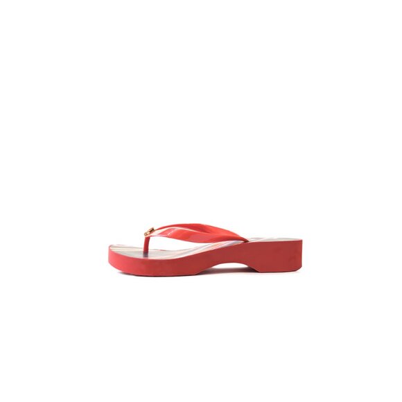 TORY BURCH 9 Cutout Wedge Coral Flip Flops Sandal Shoes - Picture 3 of 9